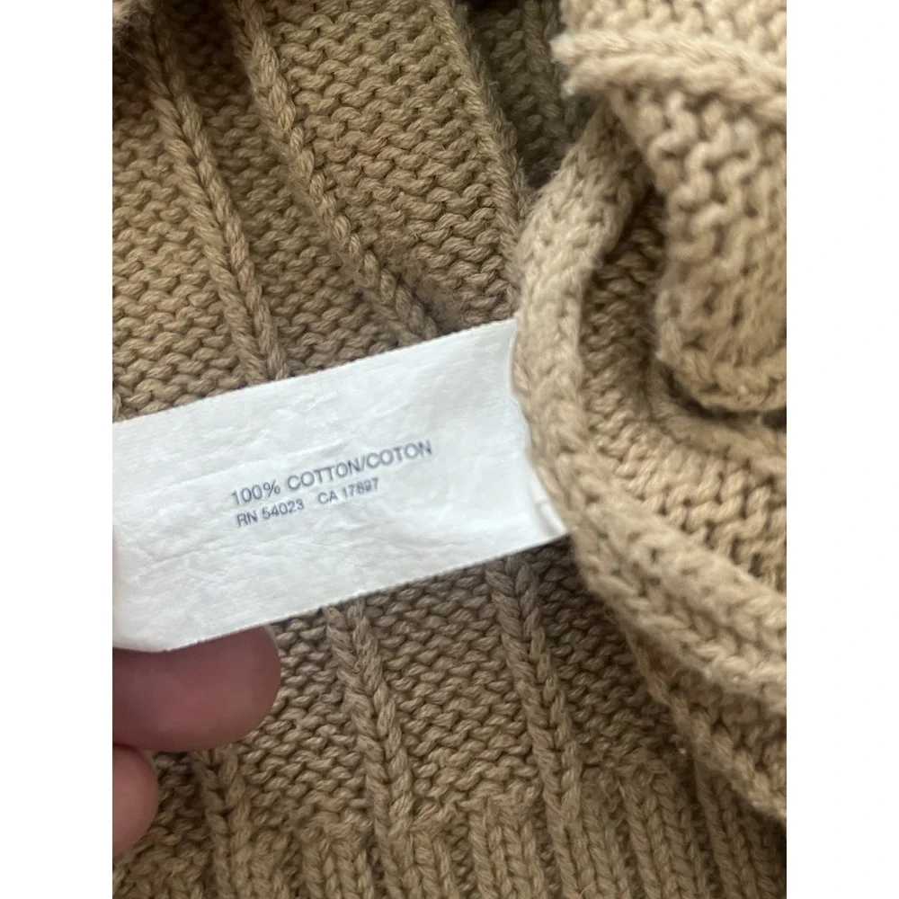 100% Cotton Vintage GAP Tan Ribbed Half Zip‎ Sweater Mens L Warm 1/4 Zip Neutral